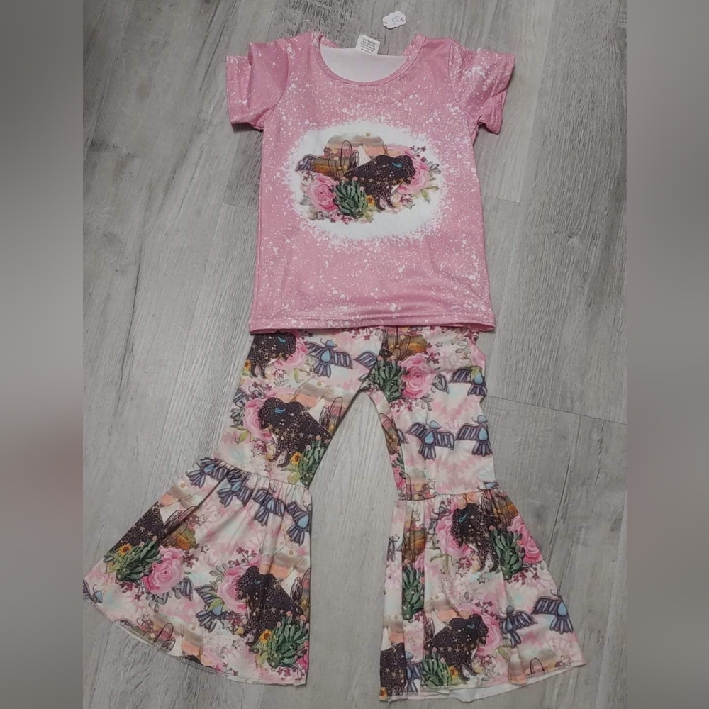 Buffalo cactus bell Bottom Flares Girls set 3t Nwot